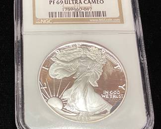 1989-S SILVER AMERICAN EAGLE GRADED PF-69 ULTRA CAMEO