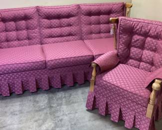 UPHOLSTERED SOFA & CHAIR, GOOD CONDITION