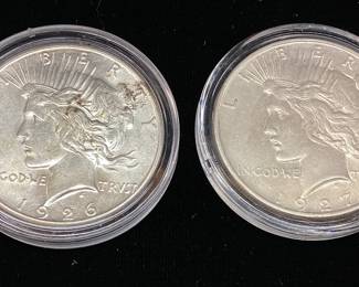 (2) 1926-S & 1927-D SILVER PEACE DOLLARS