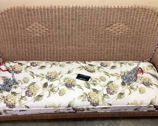 WICKER FRONT PORCH SWING LOVESEAT w LAURA ASHLEY CUSHION