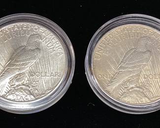 (2) 1926-S & 1927-D SILVER PEACE DOLLARS
