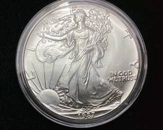 1987-P AMERICAN SILVER EAGLE, est. ABOUT UNCIRCULATED