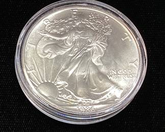 1986-P AMERICAN SILVER EAGLE, est. AU