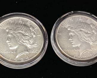 (2) 1924-S & 1925-S SILVER PEACE DOLLARS