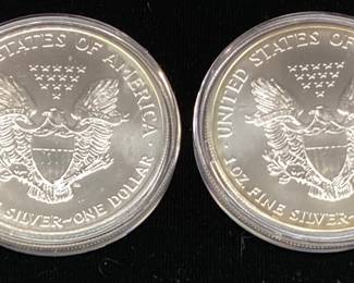 (2) 1999 & 2000 SILVER AMERICAN EAGLES