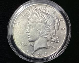 1921-P SILVER PEACE DOLLAR, UNGRADED, NICE DETAIL