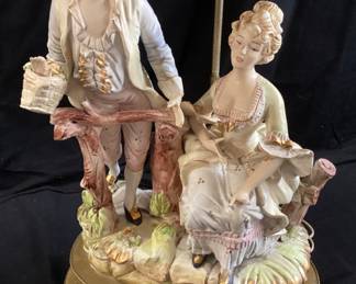 PAIR OF VTG. VICTORIAN BISQUE FIGURINE TABLE LAMPS