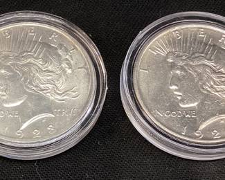 (2) 1923-P & 1924-P SILVER PEACE DOLLARS