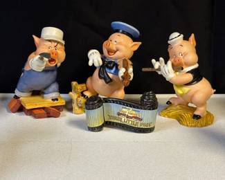 Collection mostly 90s WDCC (Walt Disney Classic Collectibles) porcelain figurines—assorted sizes and prices.