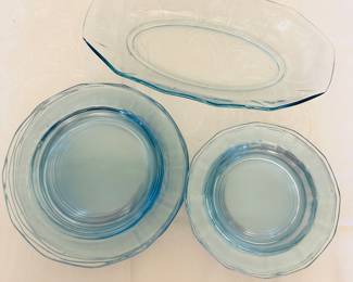 Vintage Fostoria “Fairfax” azure blue depression glass