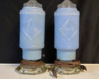 Pair 1930s Art Deco boudoir lamps