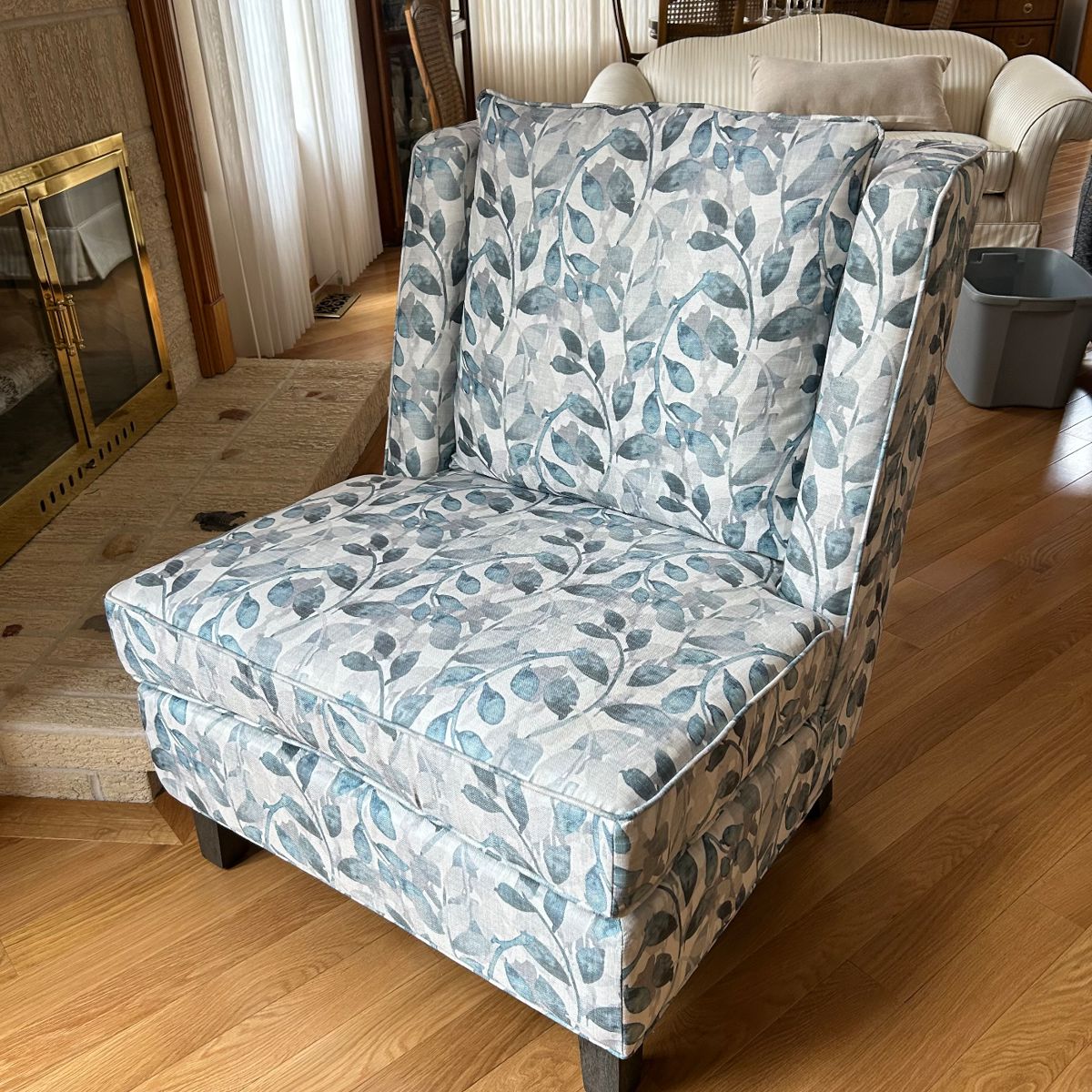 Beautiful blue/gray accent chair, 30"W x 35"H x 34"D, was $158, NOW $125