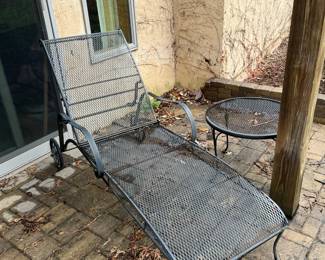 Wrought Iron Chaise Lounge with Table
