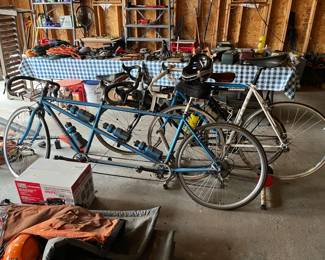 Bicycle Built for Two plus a Trek 520 and another bike.