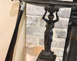 Cast metal pedestal & walking sticks