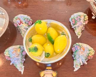 Murano Glass lemons & sconces & holy water font