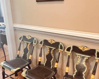 Six painted chairs