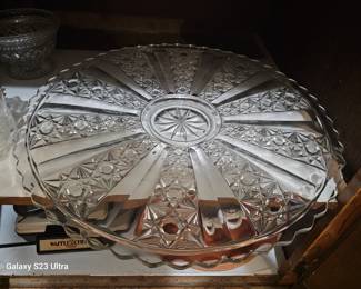 super large depression glass serving plate