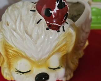 dog planter, vintage