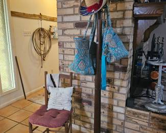 hat rack and hand made chair