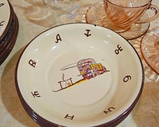 enamel cowboy dishes, vintage
