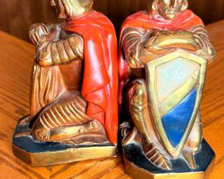 1960's morion pair knight crusaders bookends each "3 1/2w x 7h x 4 1/4L" inches - excellent condkition