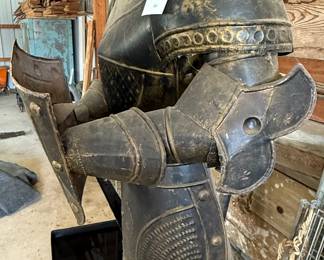 This unique and interesting suit of armor is 80 inches tall x 30 inches wide x 21 inches deep.