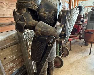 This unique and interesting suit of armor is 80 inches tall x 30 inches wide x 21 inches deep.