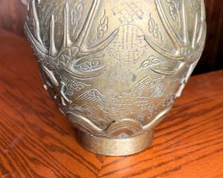 Antique Chinese Dragon Pot
Brass with two dragons.
Pot is very heavy "8 1/2" tall.
There is one very old repair please see pictures.
