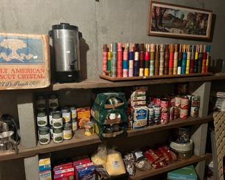 thread, pic, coffee pot, punch. Owl, green beans, peas, hamburger helper, etc