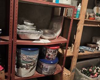 tins, pet carrier, tea maker