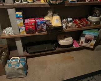 FOOD- (prepper ) brownie mixes, pasta, griddle, bowling ball, corn meal, beans, etc