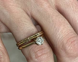 14k gold diamond engagement ring and band! 