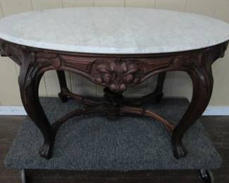 Large Oval Marble Top Table