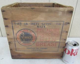 1930's - 1940's Polarine Standard Oil Co. Grease Wood Box