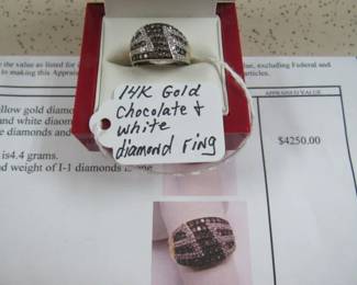 14K Gold Chocolate & White Diamond Ring