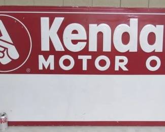 NOS 1969 Metal Embossed Kendall Motor Oil Sign - Self Framed