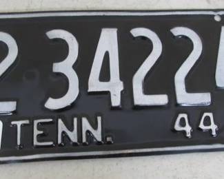 1944 Shelby County TN State Shape License Plate