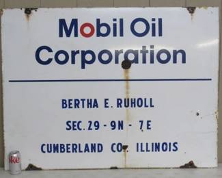 1950's Porcelain Mobil Oil Corp. Sign - 36" x 48"