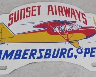 Metal Sunset Airways License Plate Attachment Chambersburg, Pennsylvania