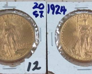 1908 & 1924 Gold $20.00 Coins