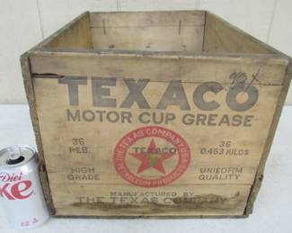 1940's - 1950's Texaco Motor Cup Grease Wood Box