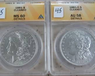 ANACS Graded Morgan Silver Dollars