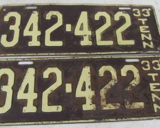 Set of 1933 TN License Plates