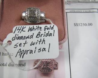 14K White Gold Diamond Bridal Set w/Appraisal