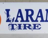 NOS 1960's - 1970's Double Sided Metal 76 Laramie Tire Sign - 12" x 48"