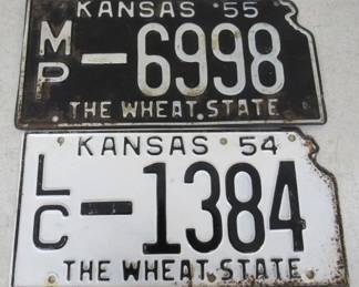 1954 & 1955 Kansas State Shape License Plates