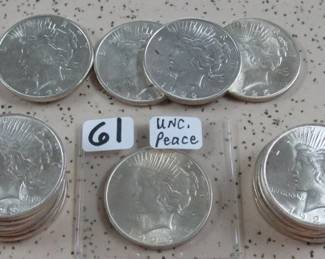 UNC. Peace Silver Dollars
