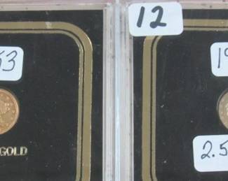1853 & 1908 $2.50 Gold Coins