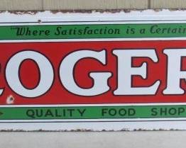 Porcelain Rogers Food Shop Sign
